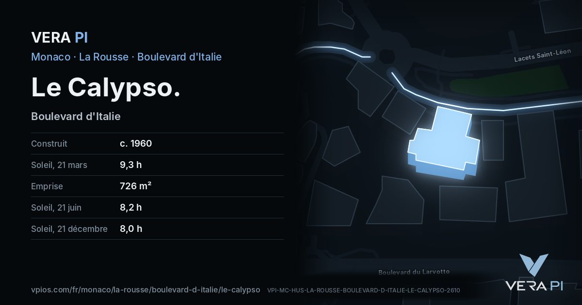 La carte VERA PI de Le Calypso