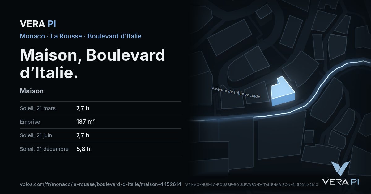 La carte VERA PI de Maison, Boulevard d’Italie