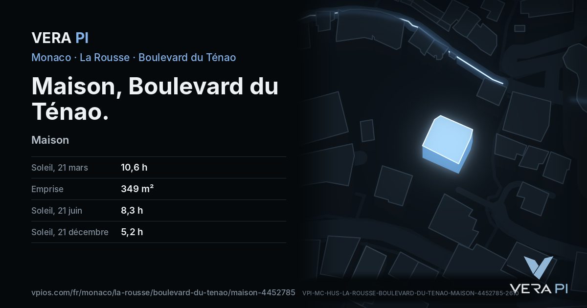 La carte VERA PI de Maison, Boulevard du Ténao
