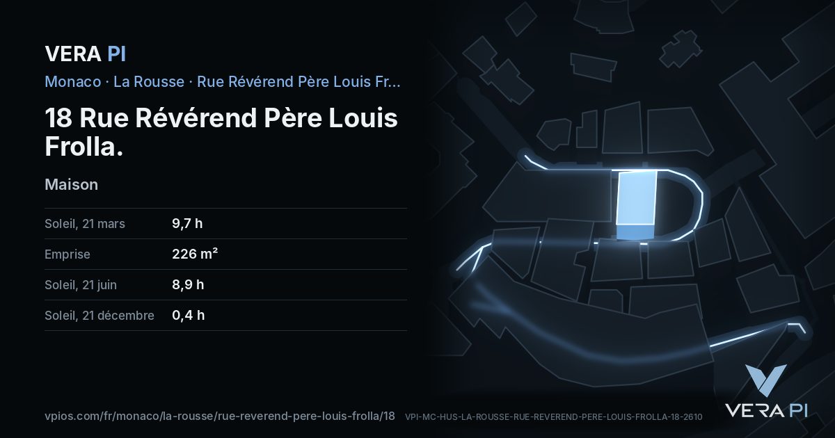 La carte VERA PI de 18 Rue Révérend Père Louis Frolla