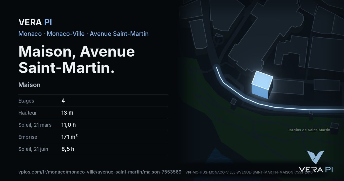 La carte VERA PI de Maison, Avenue Saint-Martin