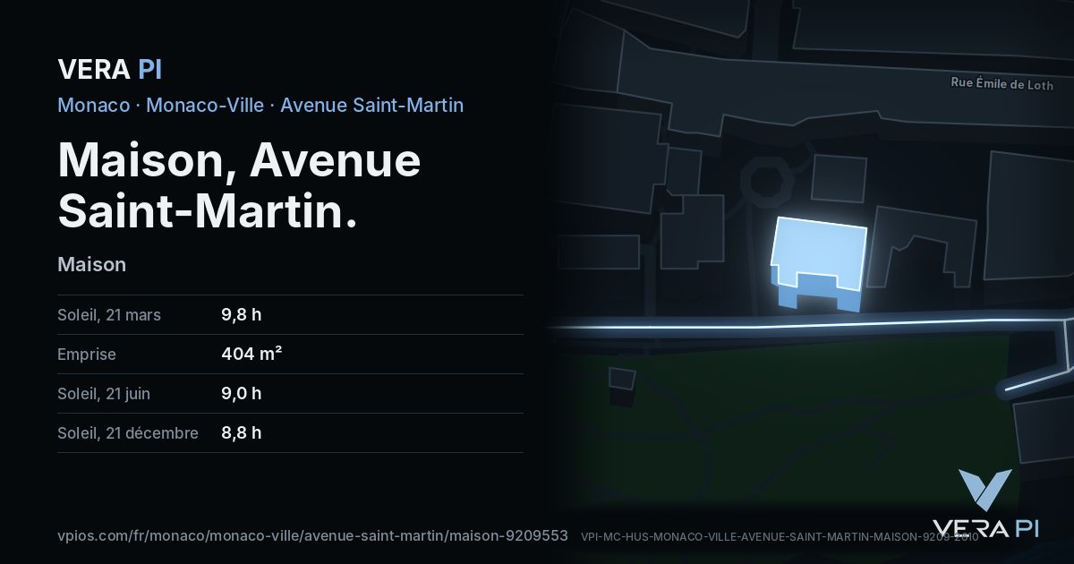 La carte VERA PI de Maison, Avenue Saint-Martin