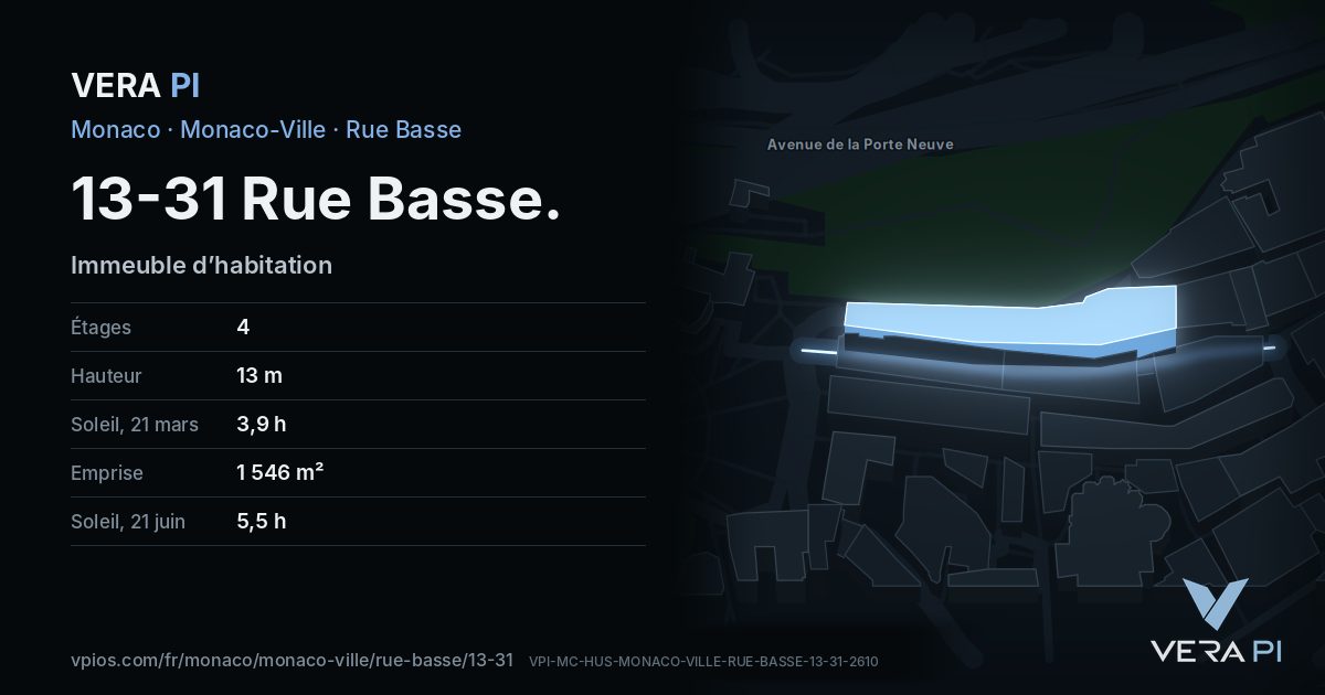 La carte VERA PI de 13-31 Rue Basse