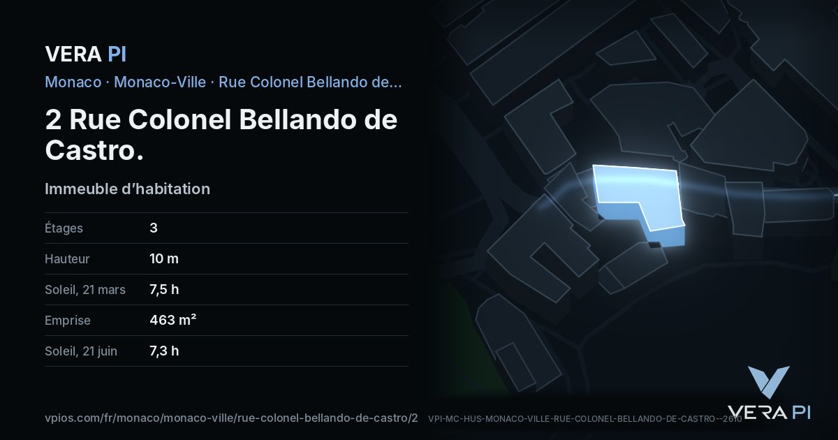 La carte VERA PI de 2 Rue Colonel Bellando de Castro