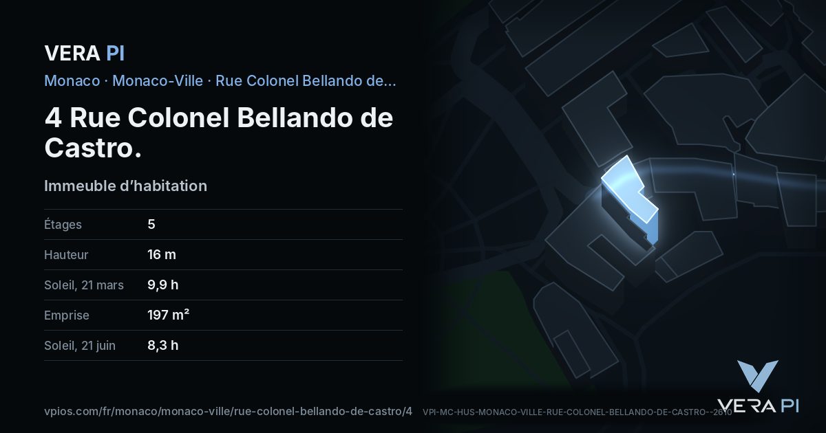 La carte VERA PI de 4 Rue Colonel Bellando de Castro