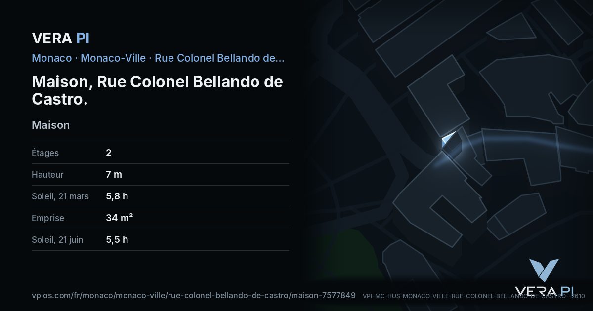 La carte VERA PI de Maison, Rue Colonel Bellando de Castro