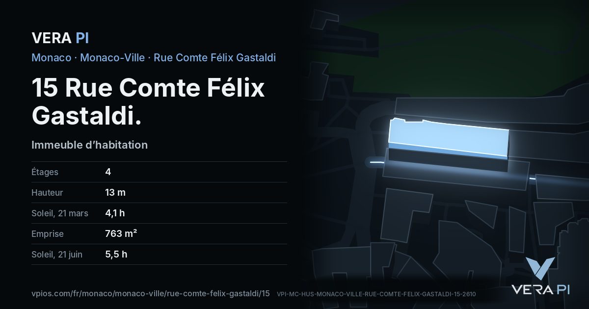La carte VERA PI de 15 Rue Comte Félix Gastaldi