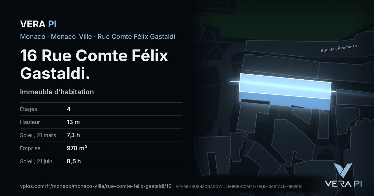 La carte VERA PI de 16 Rue Comte Félix Gastaldi