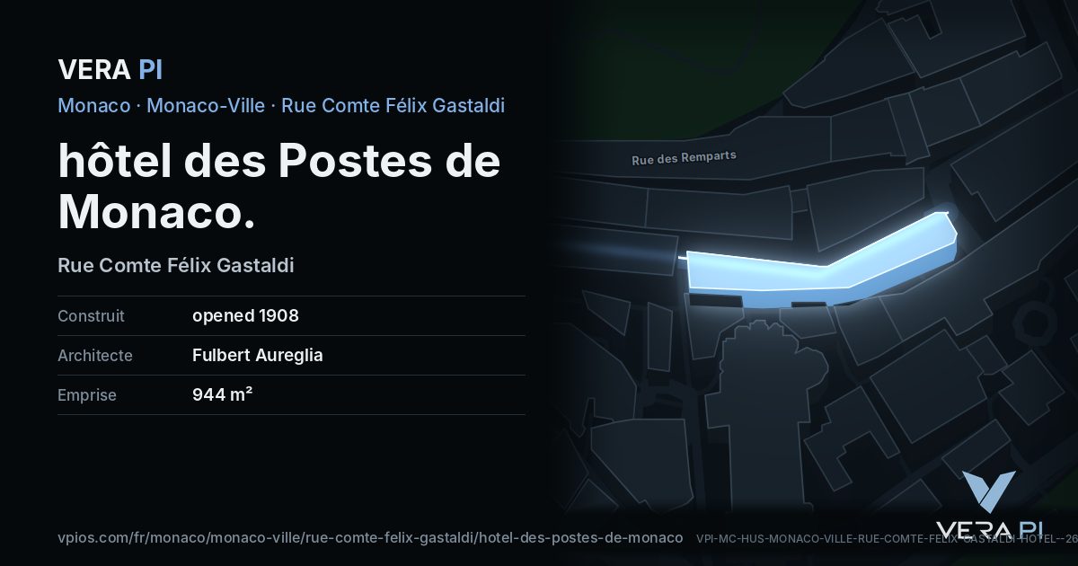 La carte VERA PI de hôtel des Postes de Monaco