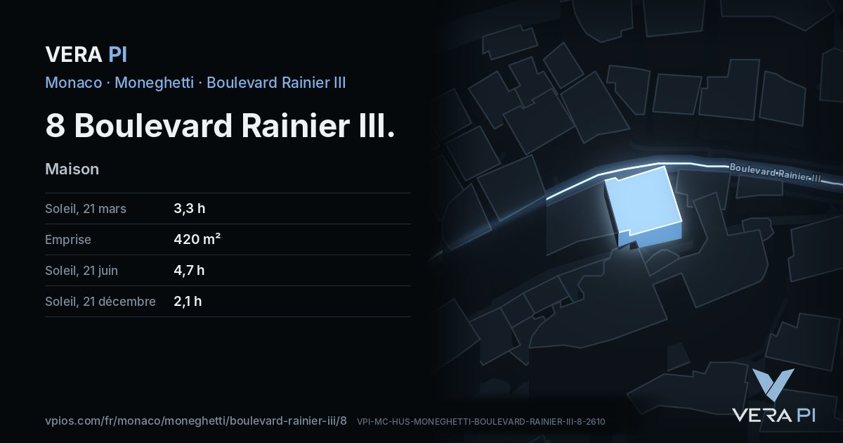 La carte VERA PI de 8 Boulevard Rainier III