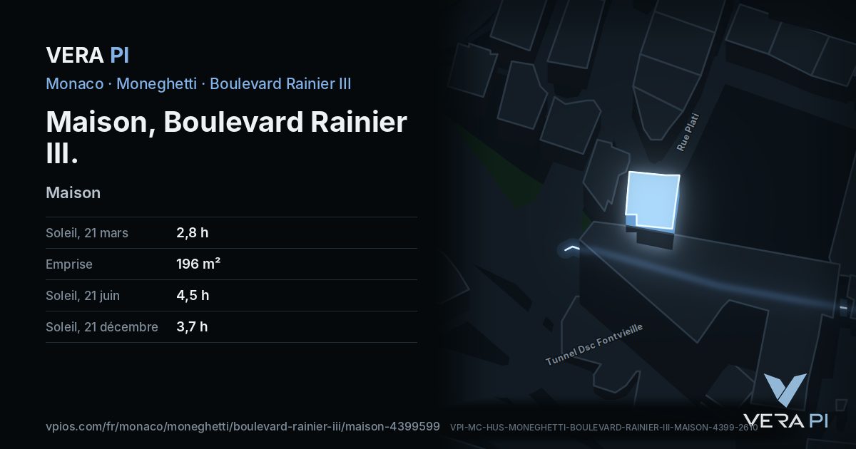 La carte VERA PI de Maison, Boulevard Rainier III