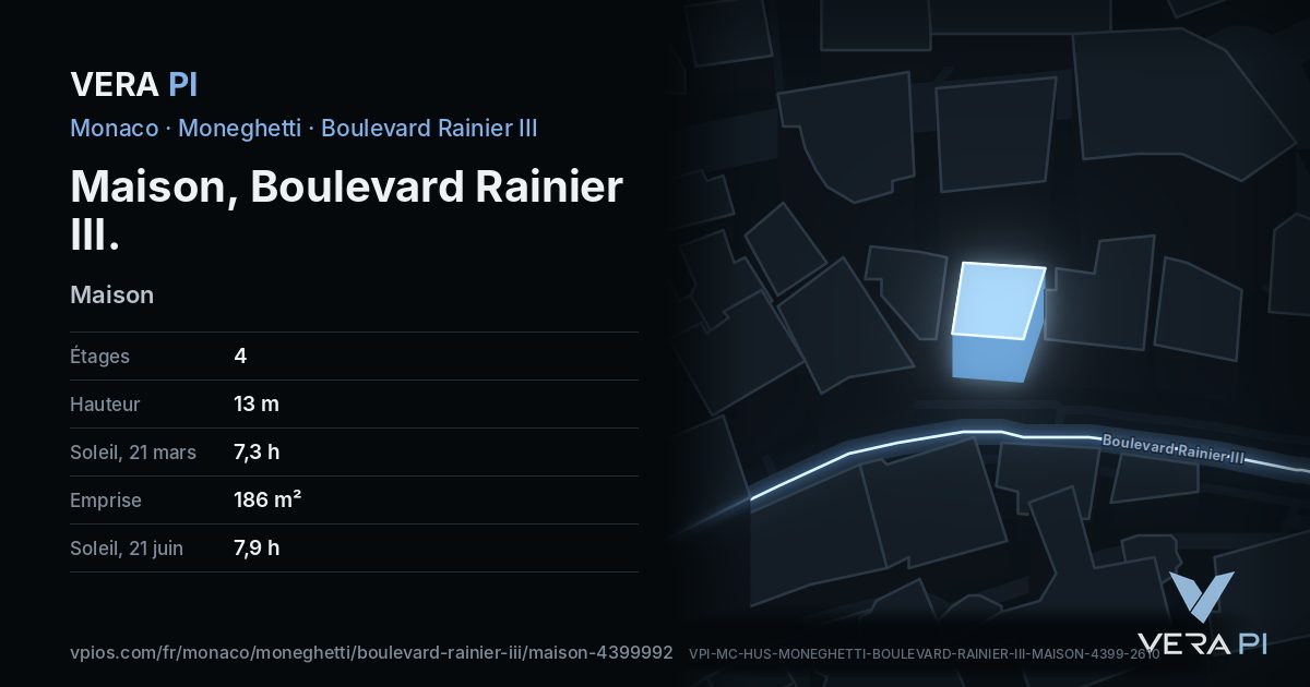 La carte VERA PI de Maison, Boulevard Rainier III