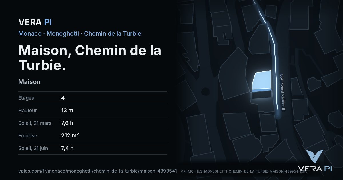 La carte VERA PI de Maison, Chemin de la Turbie