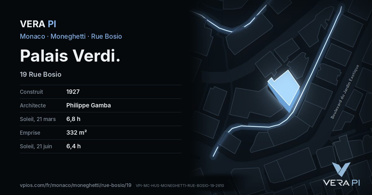 La carte VERA PI de Palais Verdi