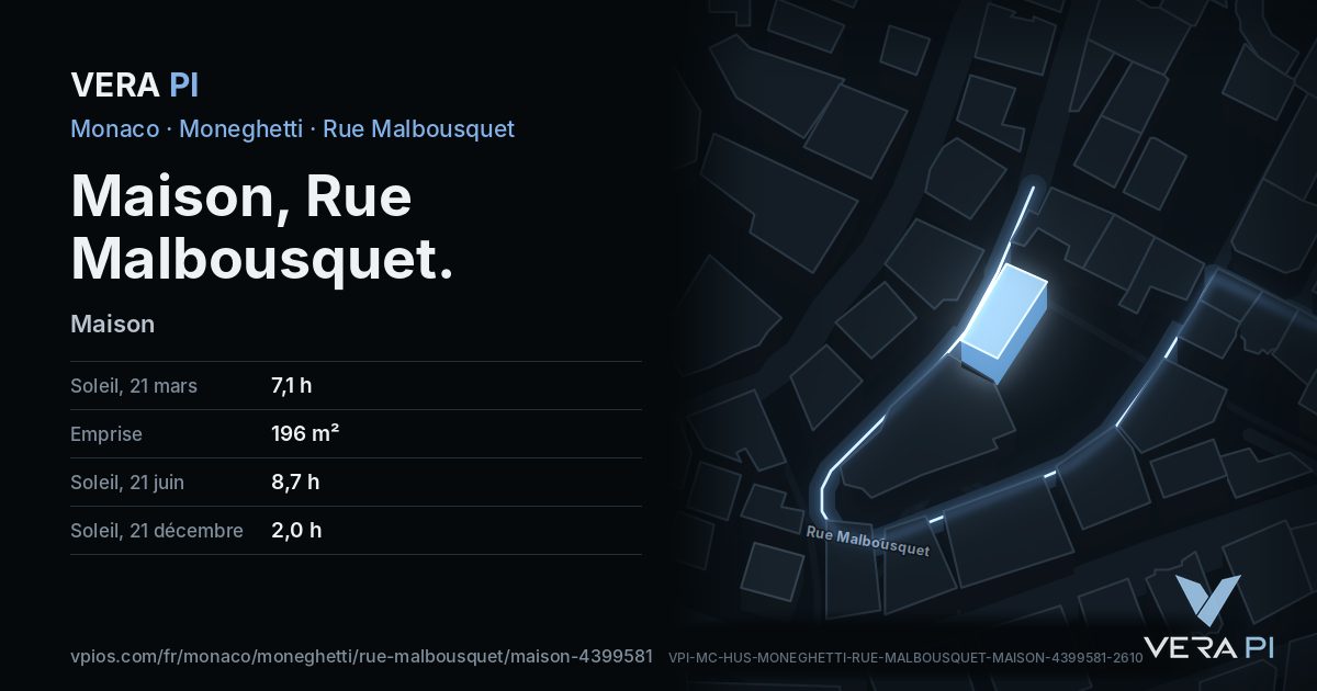 La carte VERA PI de Maison, Rue Malbousquet