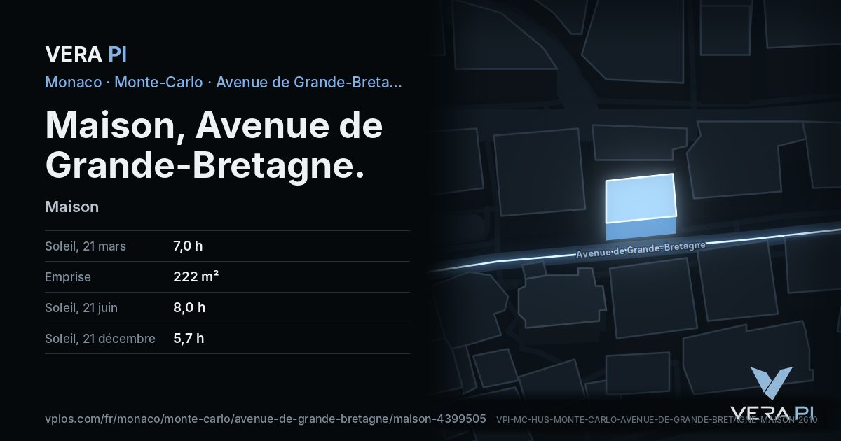 La carte VERA PI de Maison, Avenue de Grande-Bretagne