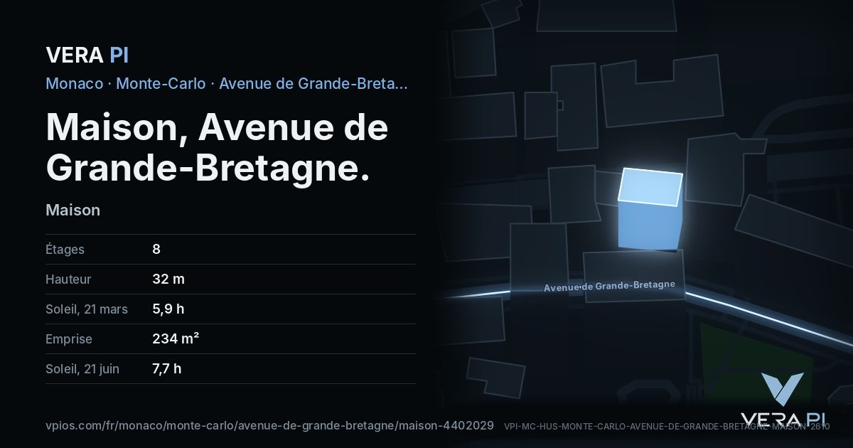 La carte VERA PI de Maison, Avenue de Grande-Bretagne