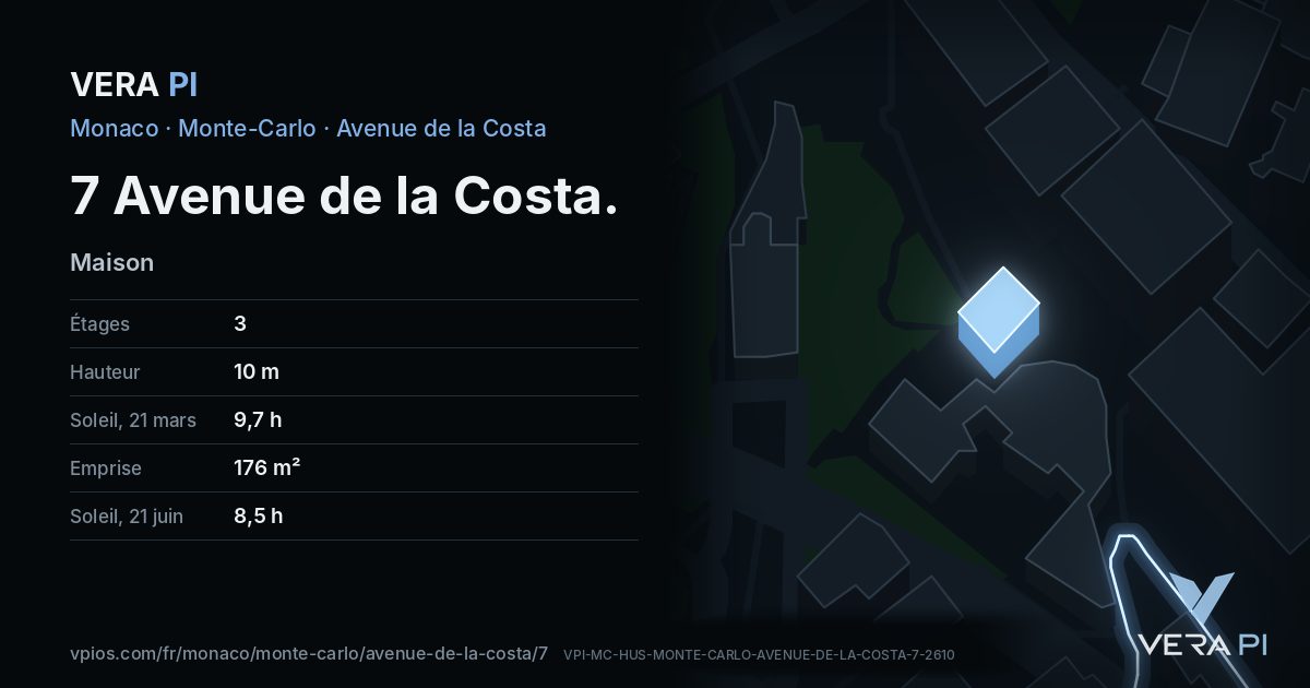 La carte VERA PI de 7 Avenue de la Costa