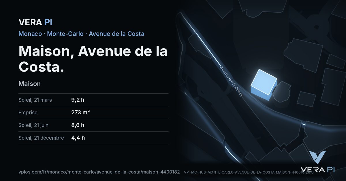 La carte VERA PI de Maison, Avenue de la Costa