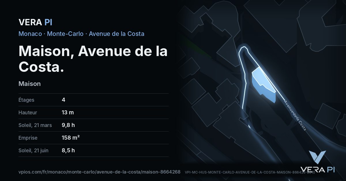 La carte VERA PI de Maison, Avenue de la Costa