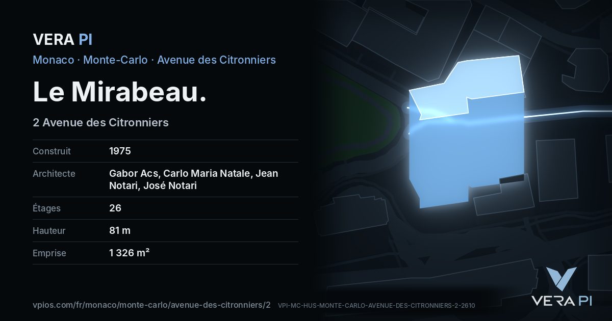 La carte VERA PI de Le Mirabeau