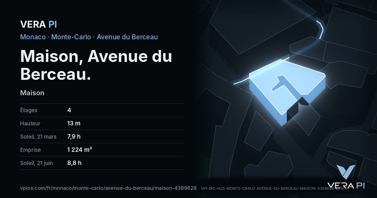 La carte VERA PI de Maison, Avenue du Berceau