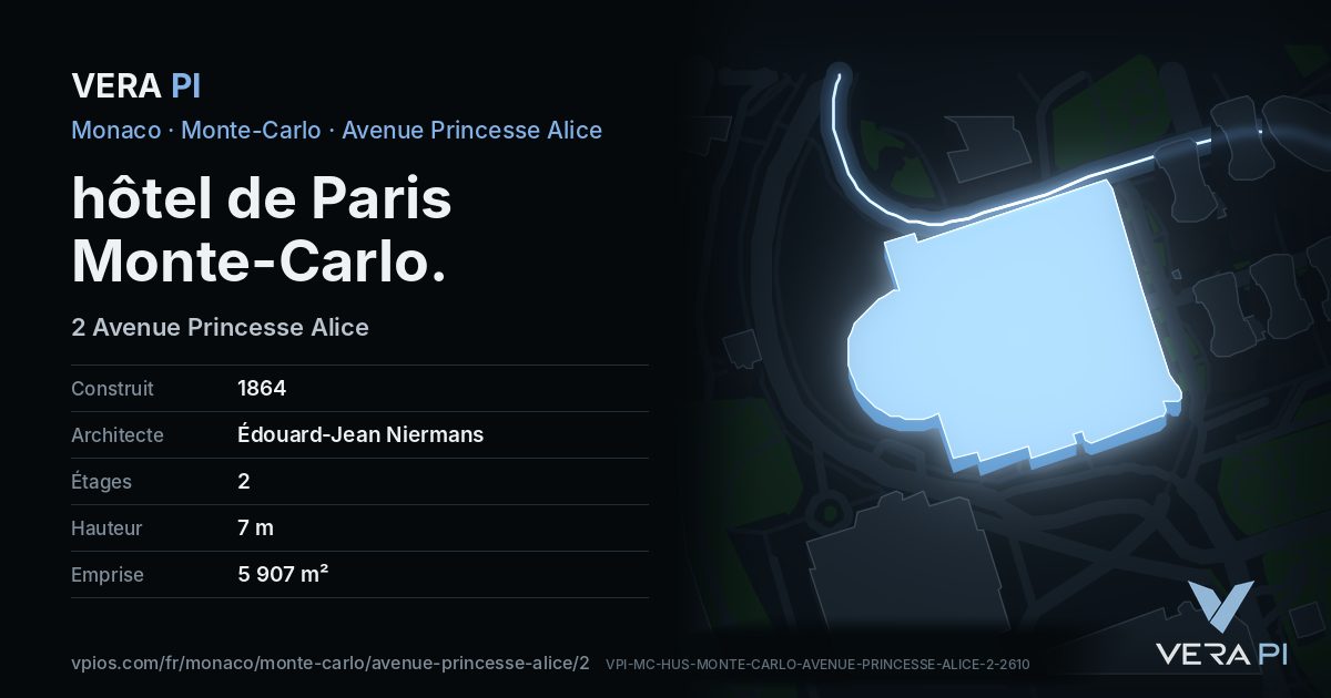 La carte VERA PI de hôtel de Paris Monte-Carlo