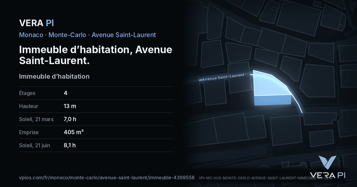 La carte VERA PI de Immeuble d’habitation, Avenue Saint-Laurent