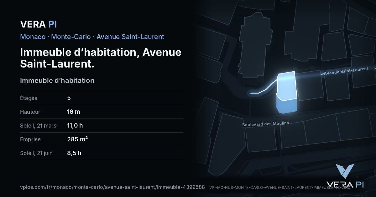 La carte VERA PI de Immeuble d’habitation, Avenue Saint-Laurent