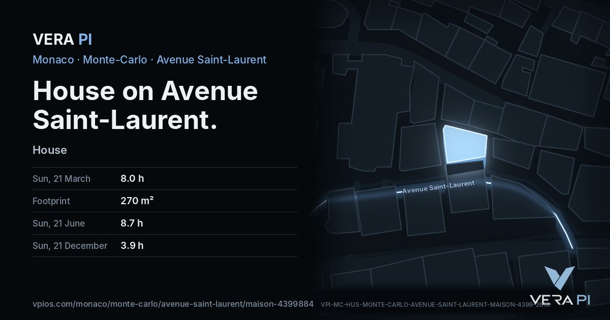 The VERA PI card for House on Avenue Saint-Laurent