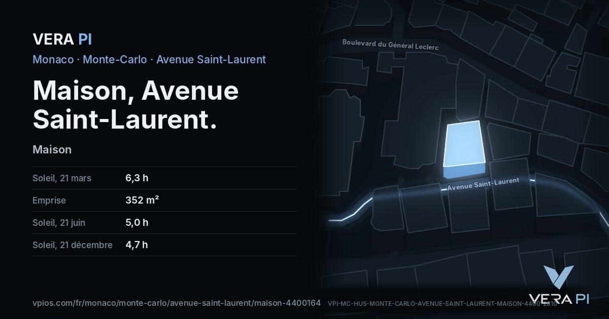 La carte VERA PI de Maison, Avenue Saint-Laurent