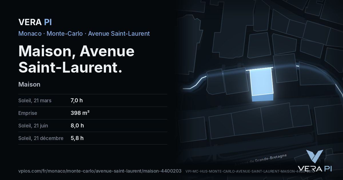 La carte VERA PI de Maison, Avenue Saint-Laurent