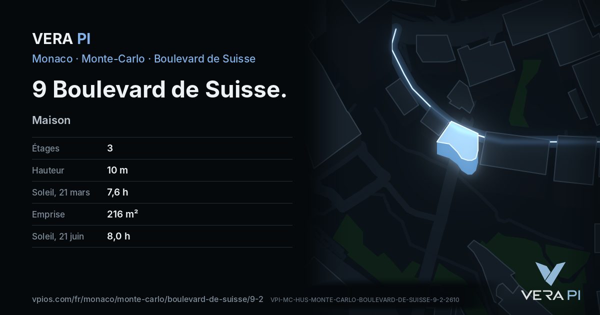 La carte VERA PI de 9 Boulevard de Suisse
