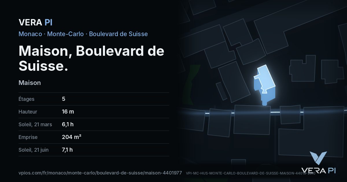 La carte VERA PI de Maison, Boulevard de Suisse