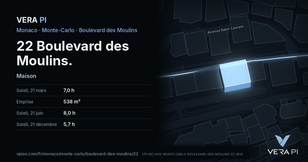 La carte VERA PI de 22 Boulevard des Moulins