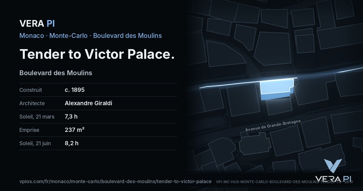 La carte VERA PI de Tender to Victor Palace