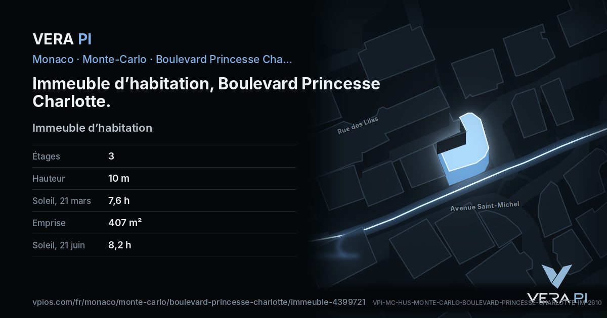 La carte VERA PI de Immeuble d’habitation, Boulevard Princesse Charlotte