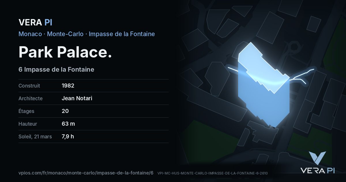 La carte VERA PI de Park Palace