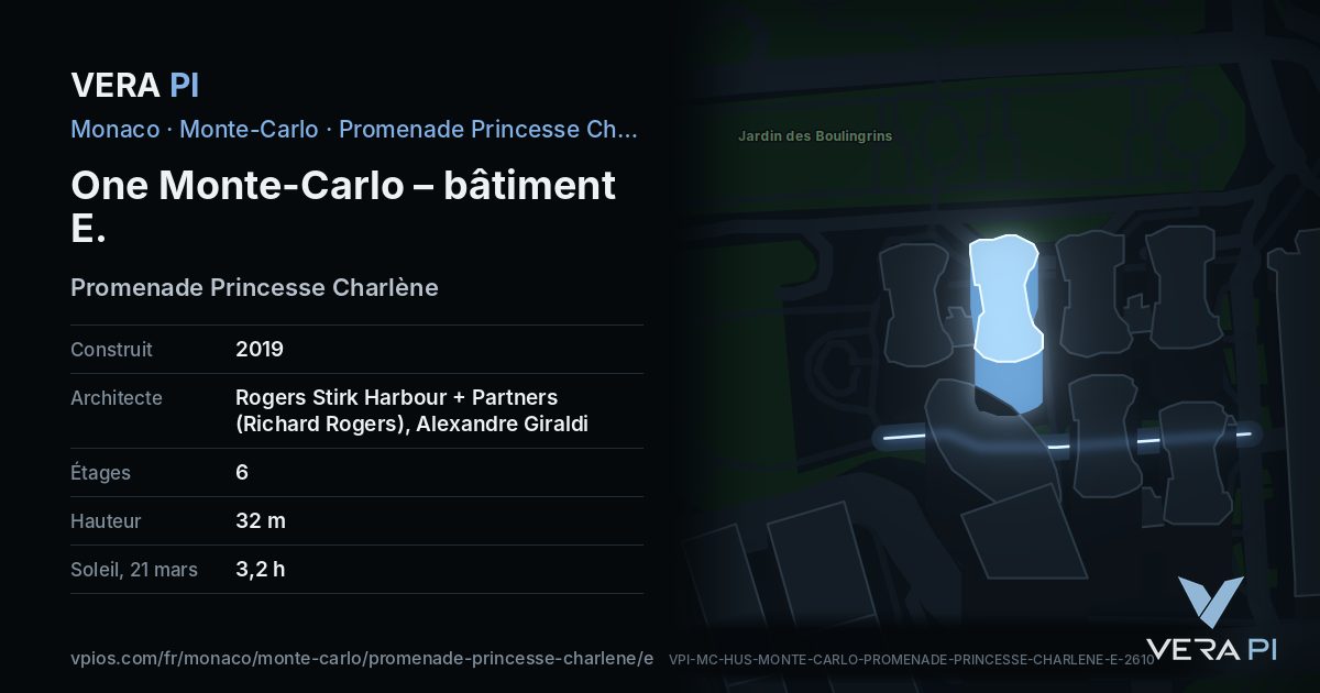 La carte VERA PI de One Monte-Carlo – bâtiment E