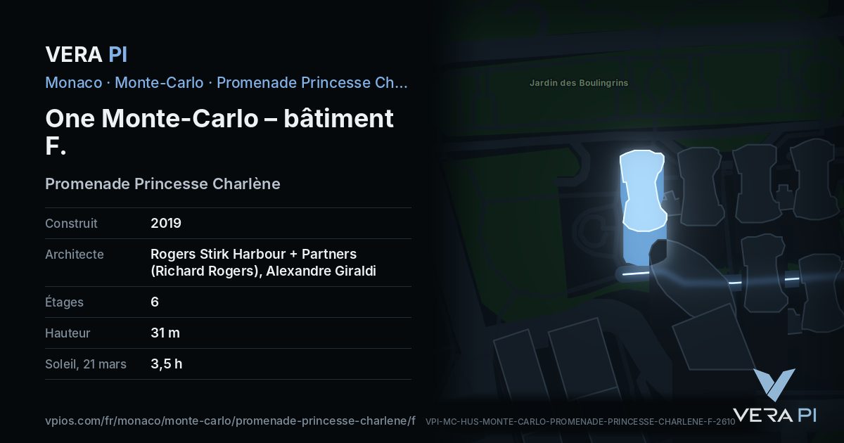 La carte VERA PI de One Monte-Carlo – bâtiment F
