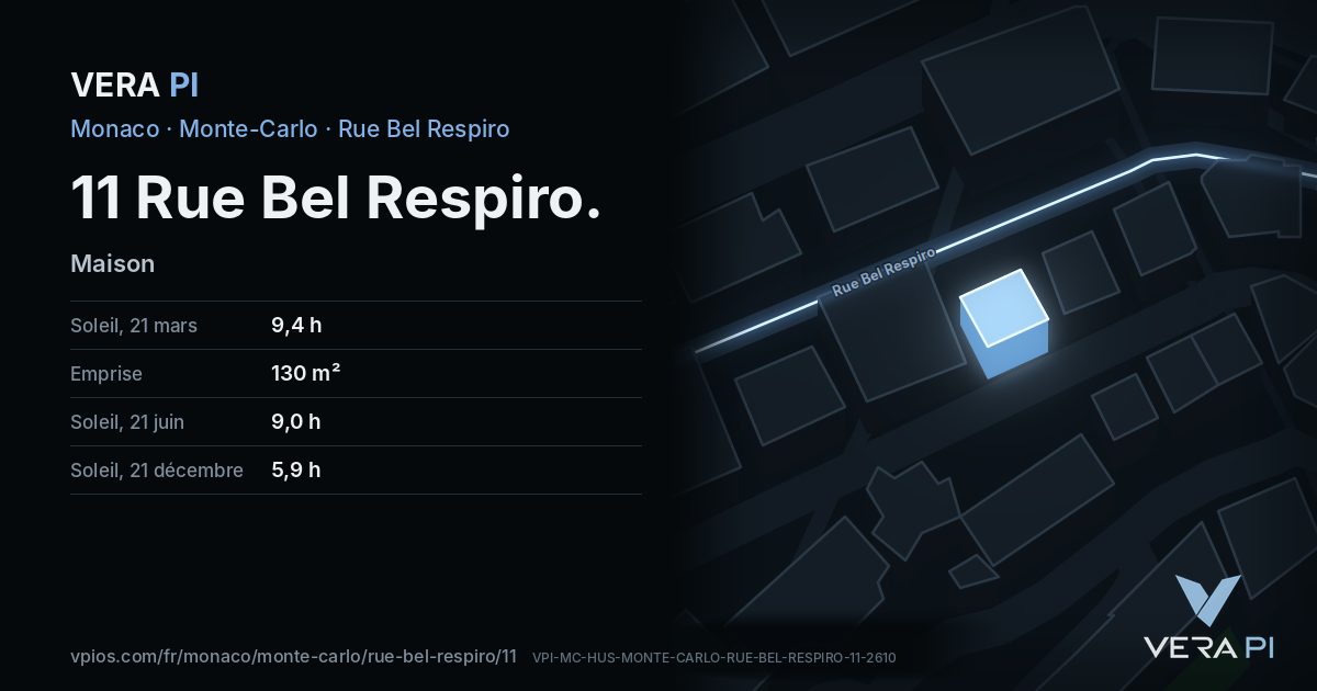 La carte VERA PI de 11 Rue Bel Respiro