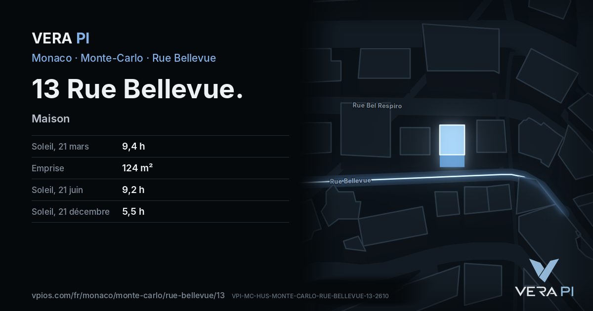 La carte VERA PI de 13 Rue Bellevue