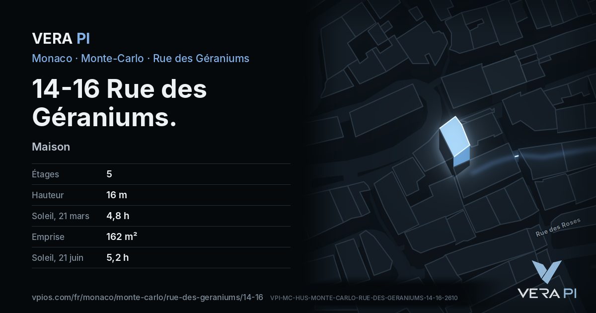 La carte VERA PI de 14-16 Rue des Géraniums