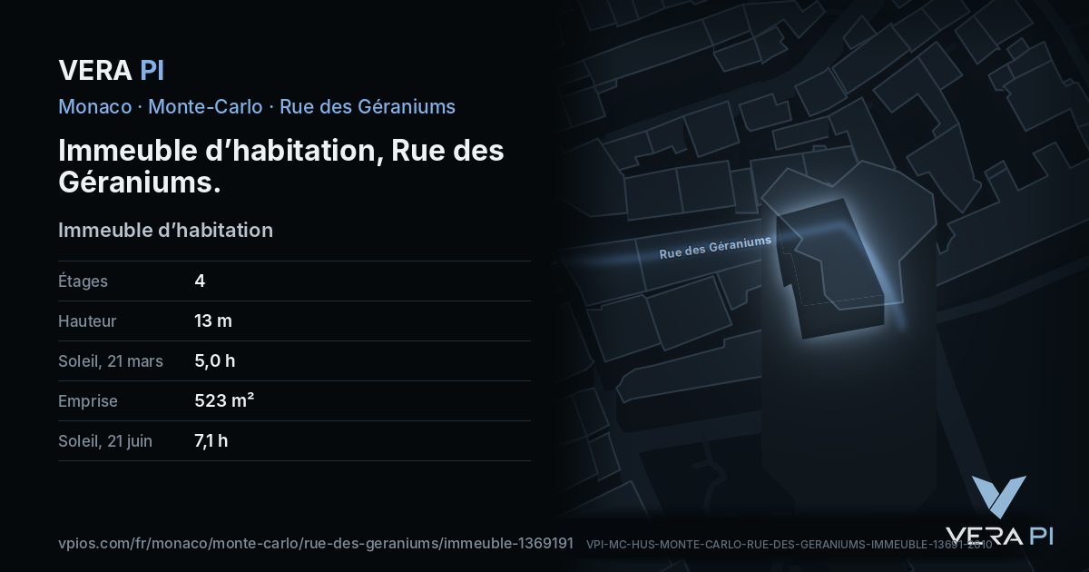 La carte VERA PI de Immeuble d’habitation, Rue des Géraniums