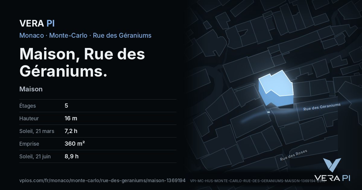 La carte VERA PI de Maison, Rue des Géraniums