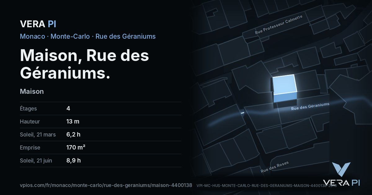 La carte VERA PI de Maison, Rue des Géraniums