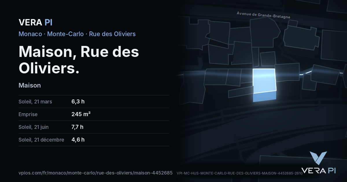 La carte VERA PI de Maison, Rue des Oliviers