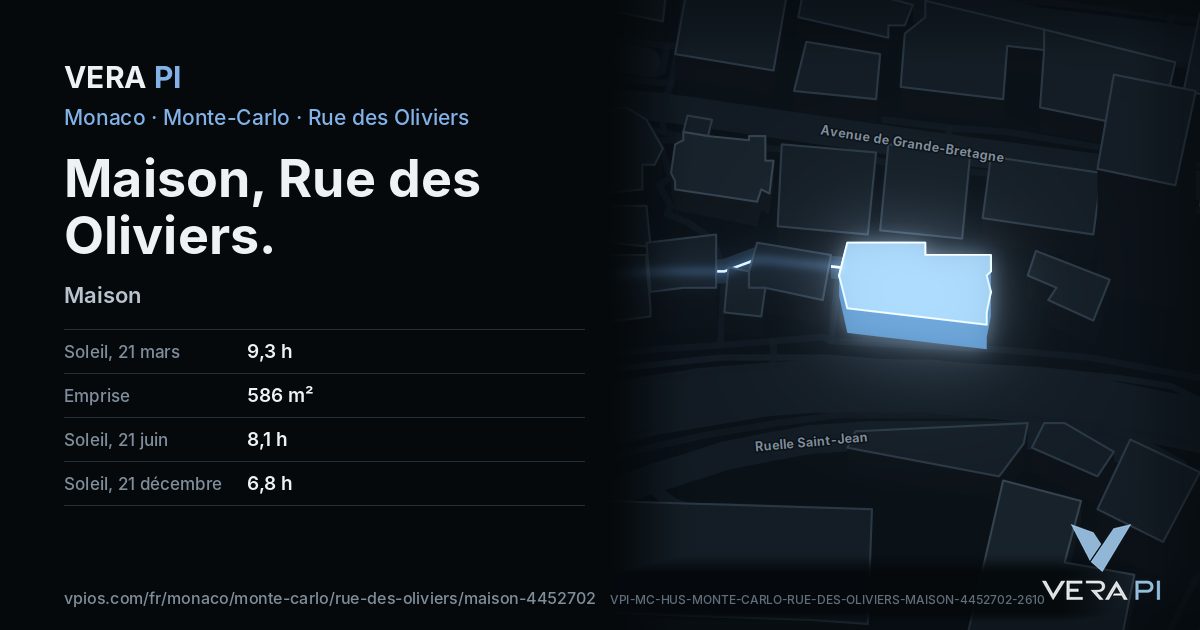 La carte VERA PI de Maison, Rue des Oliviers