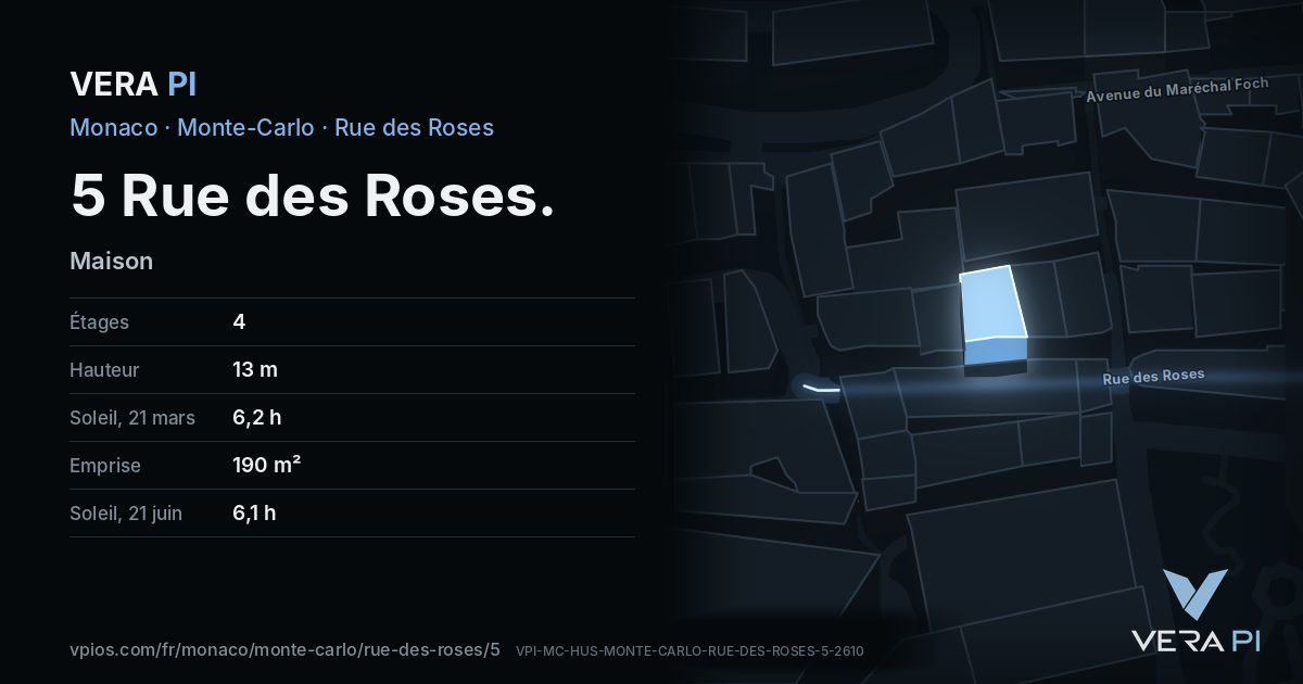 La carte VERA PI de 5 Rue des Roses