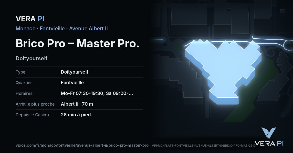 La carte VERA PI de Brico Pro – Master Pro